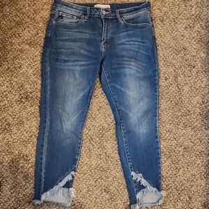 KanCan Blue Ankle Cropped Distressed Jeans